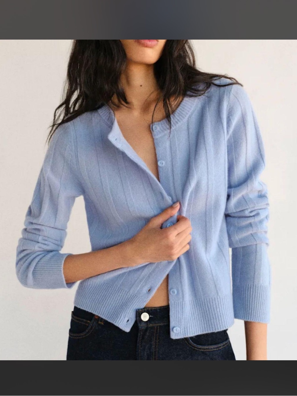 NWT Reformation Hannah Crew Cardigan Ice Water Blue XS